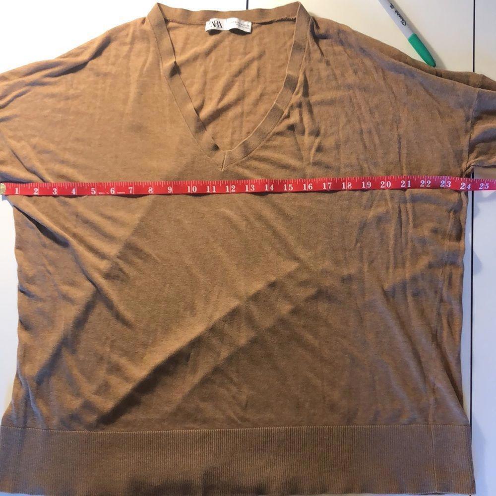 ZARA Brown Soft Long Sleeve V-Neck Sweater - Size M - Picture 3 of 4